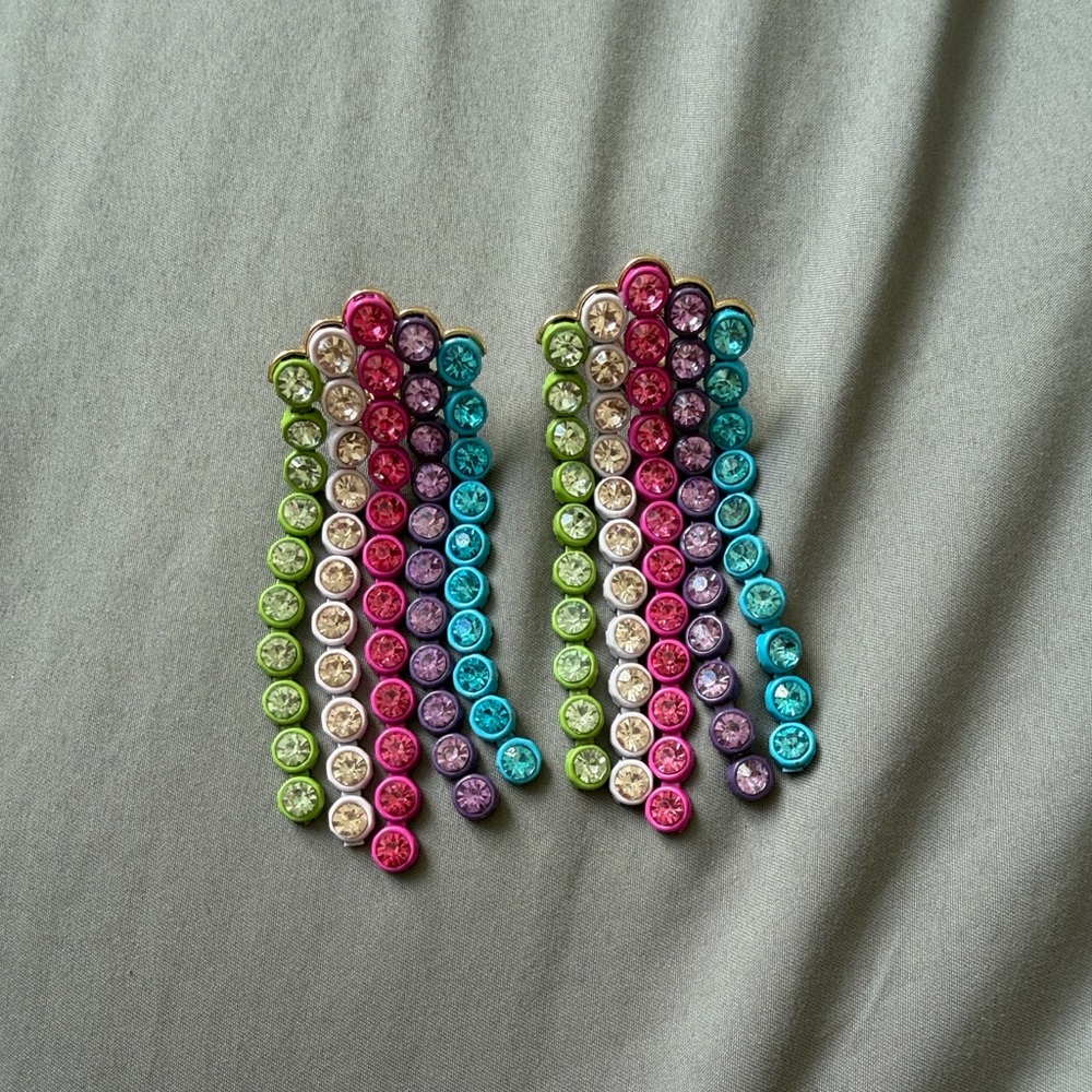 New Earrings Colorful Multi-Row Crystal